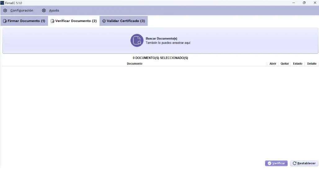 Aplicación FirmaEC de escritorio abierta en el computador